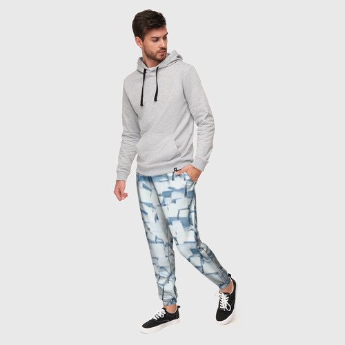 Мужские брюки 3D с принтом Множество белых кубов в абстракции, фото на моделе #1