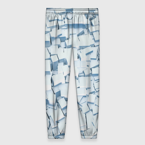 Женские брюки 3D с принтом Множество белых кубов в абстракции, вид сзади #1