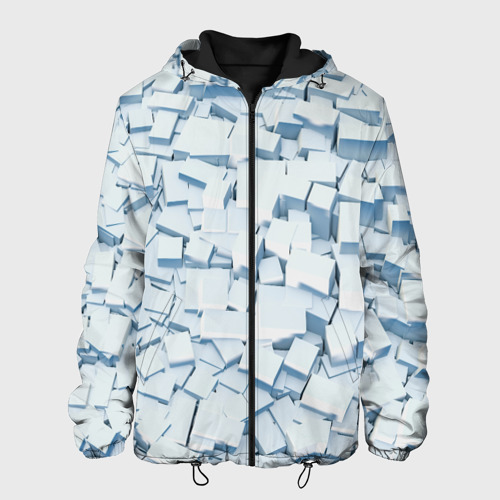 Мужская куртка 3D с принтом Множество белых кубов в абстракции, вид спереди #2