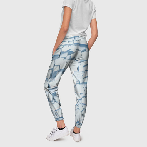 Женские брюки 3D с принтом Множество белых кубов в абстракции, вид сзади #2