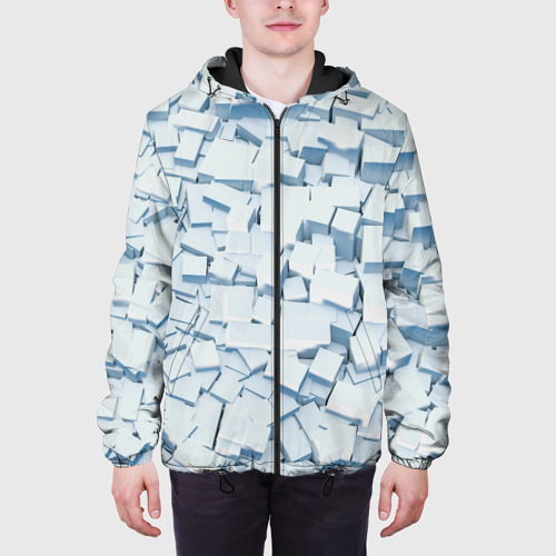 Мужская куртка 3D с принтом Множество белых кубов в абстракции, вид сбоку #3