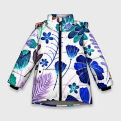 Графичная растительная композиция – Зимняя куртка для девочек 3D с принтом купить