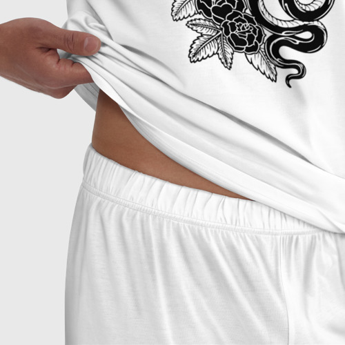Мужская пижама хлопок Калавера - мексиканский символ Дня мертвых, цвет белый - фото 6