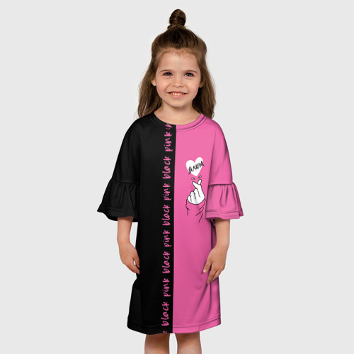 Детское платье 3D Blackpink сердечко, цвет 3D печать - фото 4