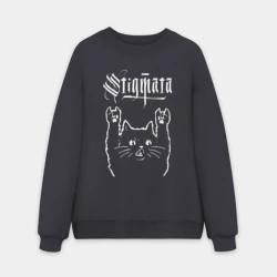 Мужской свитшот oversize без начеса хлопок Stigmata рок кот