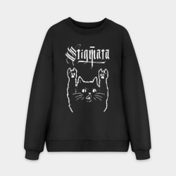 Мужской свитшот oversize без начеса хлопок Stigmata рок кот