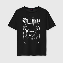 Женская футболка хлопок Oversize Stigmata рок кот