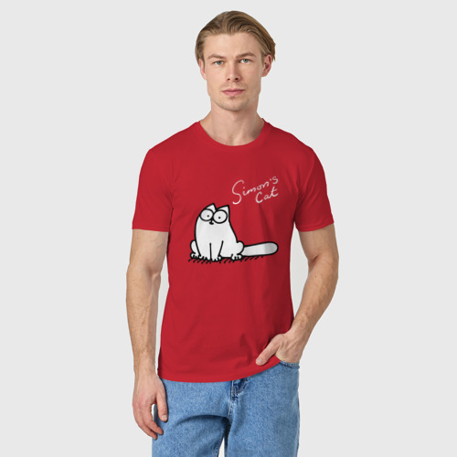 Мужская футболка хлопок Saimon`s Cat, цвет красный - фото 3