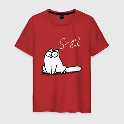 Мужская футболка хлопок Saimon`s Cat, цвет красный