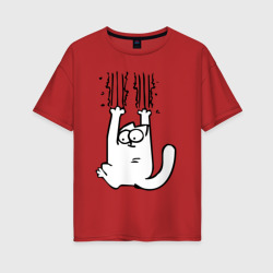 Женская футболка хлопок Oversize Кот Саймона