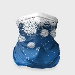 Бандана-труба 3D Снежный узор на синем фоне