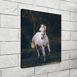 Холст квадратный Скачущая белая лошадь - фото 2