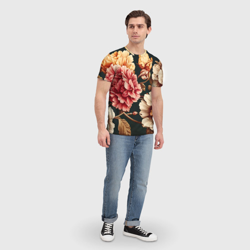 Мужская футболка 3D Цветы в стиле рококо, цвет 3D печать - фото 5