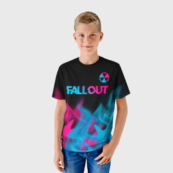 Детская футболка 3D Fallout - neon gradient: символ сверху - фото 2
