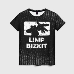 Женская футболка 3D Limp Bizkit с потертостями на темном фоне