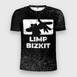 Мужская футболка 3D Slim Limp Bizkit с потертостями на темном фоне