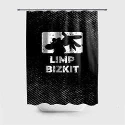 Штора 3D для ванной Limp Bizkit с потертостями на темном фоне