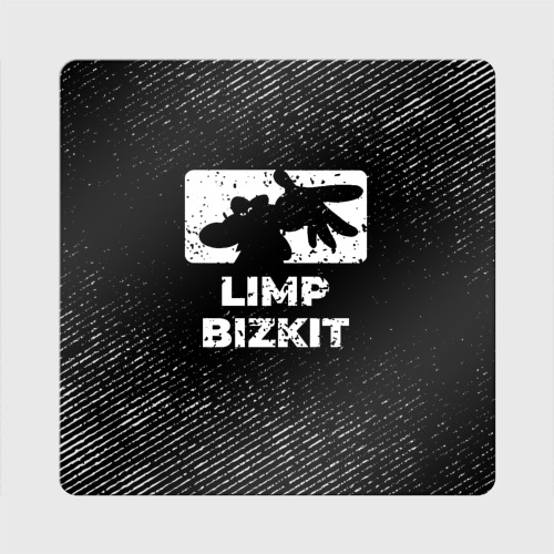 Магнит виниловый Квадрат Limp Bizkit с потертостями на темном фоне