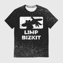 Мужская футболка 3D Limp Bizkit с потертостями на темном фоне