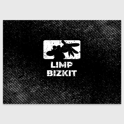 Поздравительная открытка Limp Bizkit с потертостями на темном фоне, цвет белый