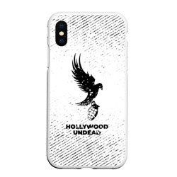 Чехол для iPhone XS Max матовый Hollywood Undead с потертостями на светлом фоне