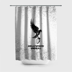 Штора 3D для ванной Hollywood Undead с потертостями на светлом фоне