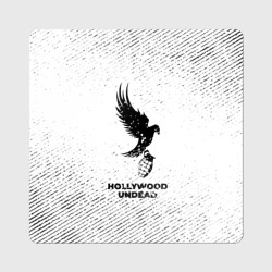 Магнит виниловый Квадрат Hollywood Undead с потертостями на светлом фоне