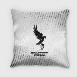 Подушка 3D Hollywood Undead с потертостями на светлом фоне