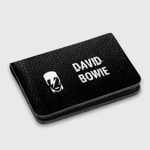 Картхолдер с принтом David Bowie glitch на темном фоне: надпись и символ