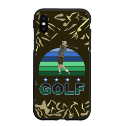 Чехол для iPhone XS Max матовый Игрок в гольф замахивается