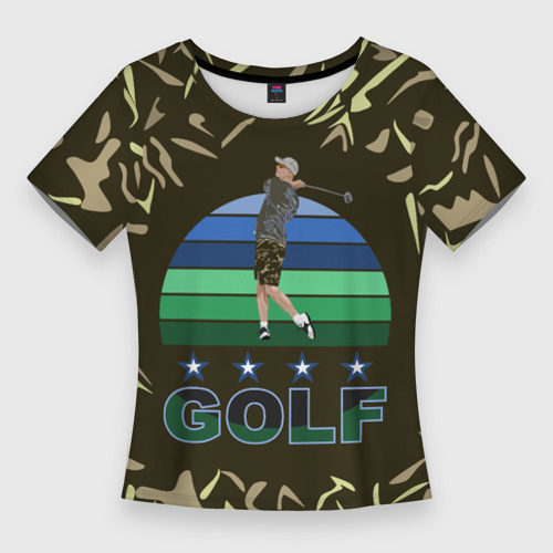 Женская футболка 3D Slim Игрок в гольф замахивается, цвет 3D печать