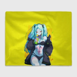 Плед 3D Ребекка пьет коктель - Киберпанк аниме