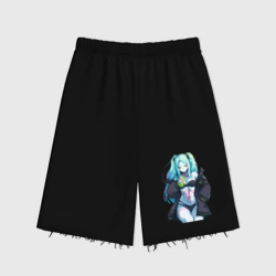 Женские шорты oversize футер хлопок Ребекка и коктель - Киберпанк бегущий по краю