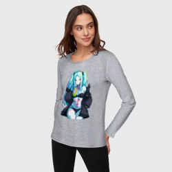 Женский лонгслив хлопок Ребекка и коктель - Киберпанк бегущий по краю - фото 2