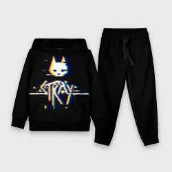 Детский костюм с толстовкой 3D Stray glitch logo