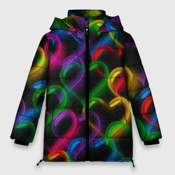 Граффити - неоновые сердца – Женская зимняя куртка Oversize с принтом купить