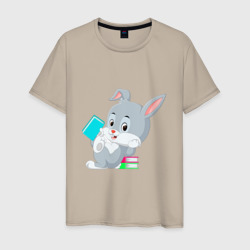 Кролик с книгами – Мужская футболка хлопок с принтом купить со скидкой в -20%