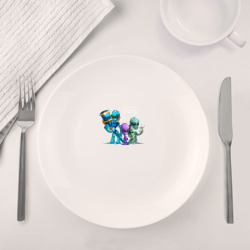 Набор: тарелка + кружка Мультяшные инопланетяне пришли с миром - фото 2