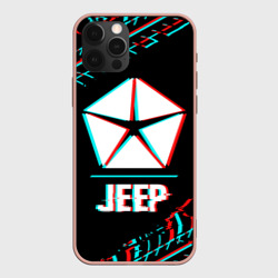 Чехол для iPhone 12 Pro Max Значок Jeep в стиле glitch на темном фоне
