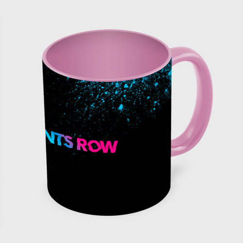 Кружка с полной запечаткой Saints Row - neon gradient: надпись и символ, цвет белый + розовый - фото 3