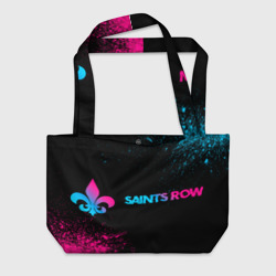 Пляжная сумка 3D Saints Row - neon gradient: надпись и символ