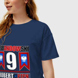 Женская футболка хлопок Oversize Роберт Левандовски сборная Польши - фото 2