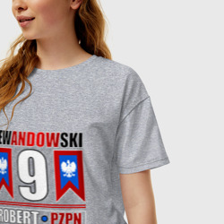 Женская футболка хлопок Oversize Роберт Левандовски сборная Польши - фото 2