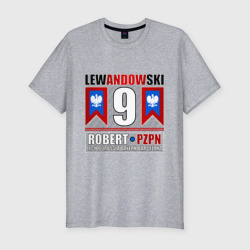 Мужская футболка хлопок Slim Роберт Левандовски сборная Польши