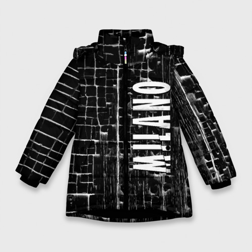 Зимняя куртка для девочек 3D с принтом Milano - autumn - winter 2025, вид спереди #2