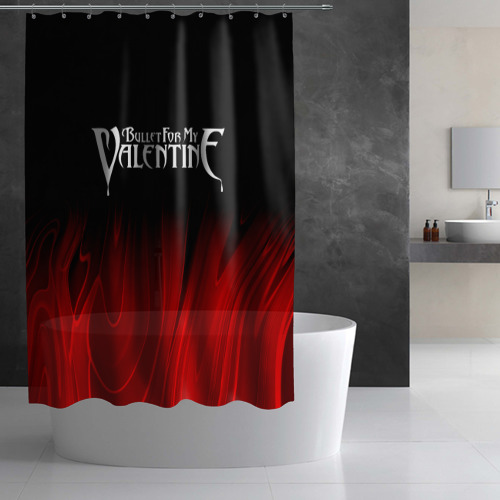 Штора 3D для ванной Bullet For My Valentine red plasma - фото 2