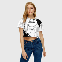 Женская футболка Crop-top 3D Blink 182 рок кот на светлом фоне - фото 2