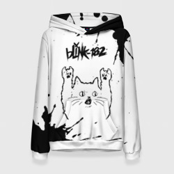 Женская толстовка 3D Blink 182 рок кот на светлом фоне