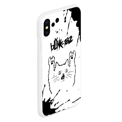 Чехол для iPhone XS Max матовый Blink 182 рок кот на светлом фоне - фото 3
