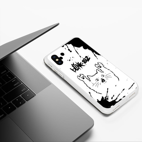 Чехол для iPhone XS Max матовый Blink 182 рок кот на светлом фоне - фото 5